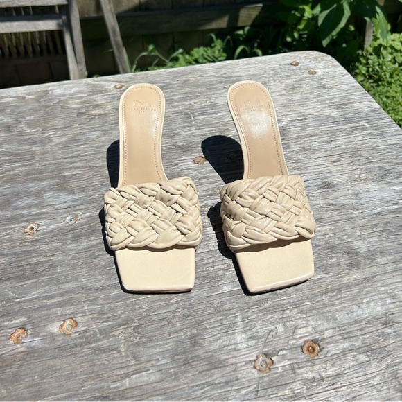 - Marc Fisher cream‎ Draya Square Toe Slides size 8 spring summer braided - Picture 1 of 9